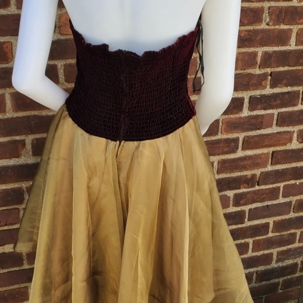 Vintage  70's  Golden & velvet halter‎ dress - Picture 8 of 9